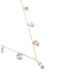 14K Gold Dangle Drops Necklace With Diamonds