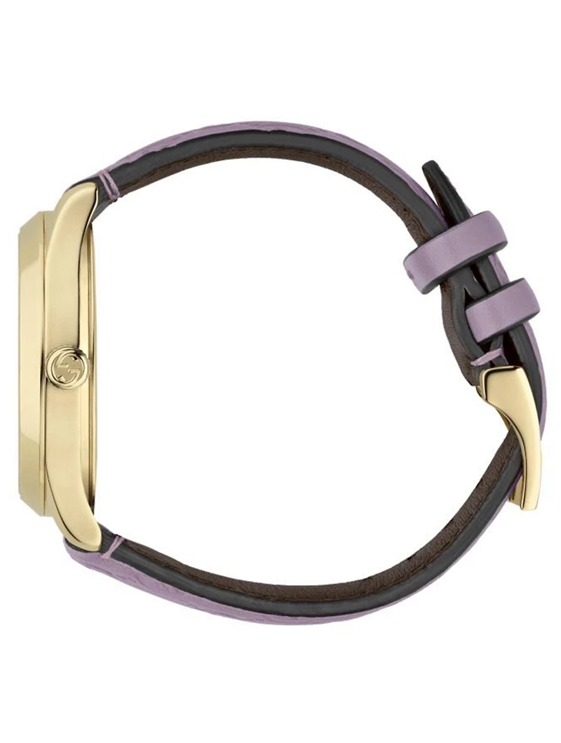 G-Timeless Debossed Leather Strap Watch