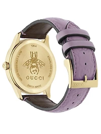 G-Timeless Debossed Leather Strap Watch