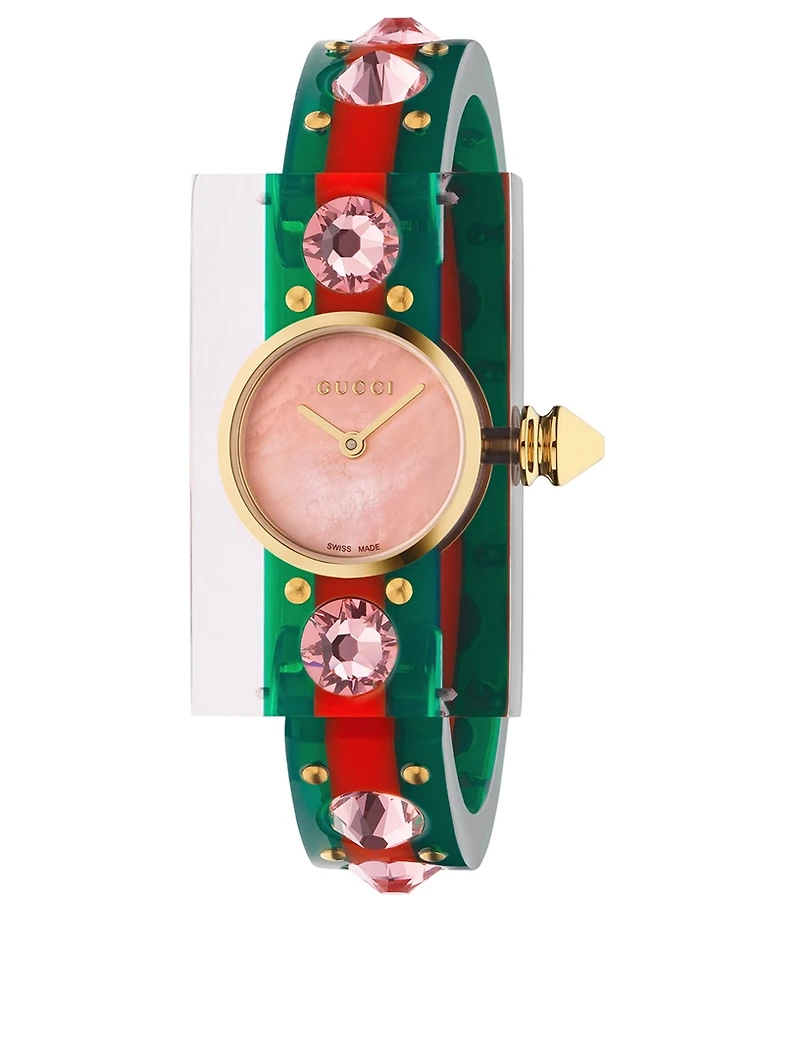 G-Timeless Plexi Bangle Watch With Web