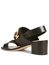Leather Heeled Sandals With Double T-Ring