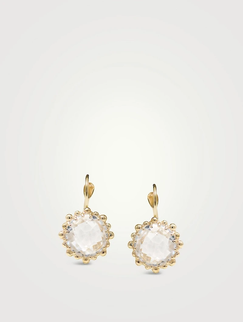 Dew Drop Snowflake 14K Gold Earrings With Topaz