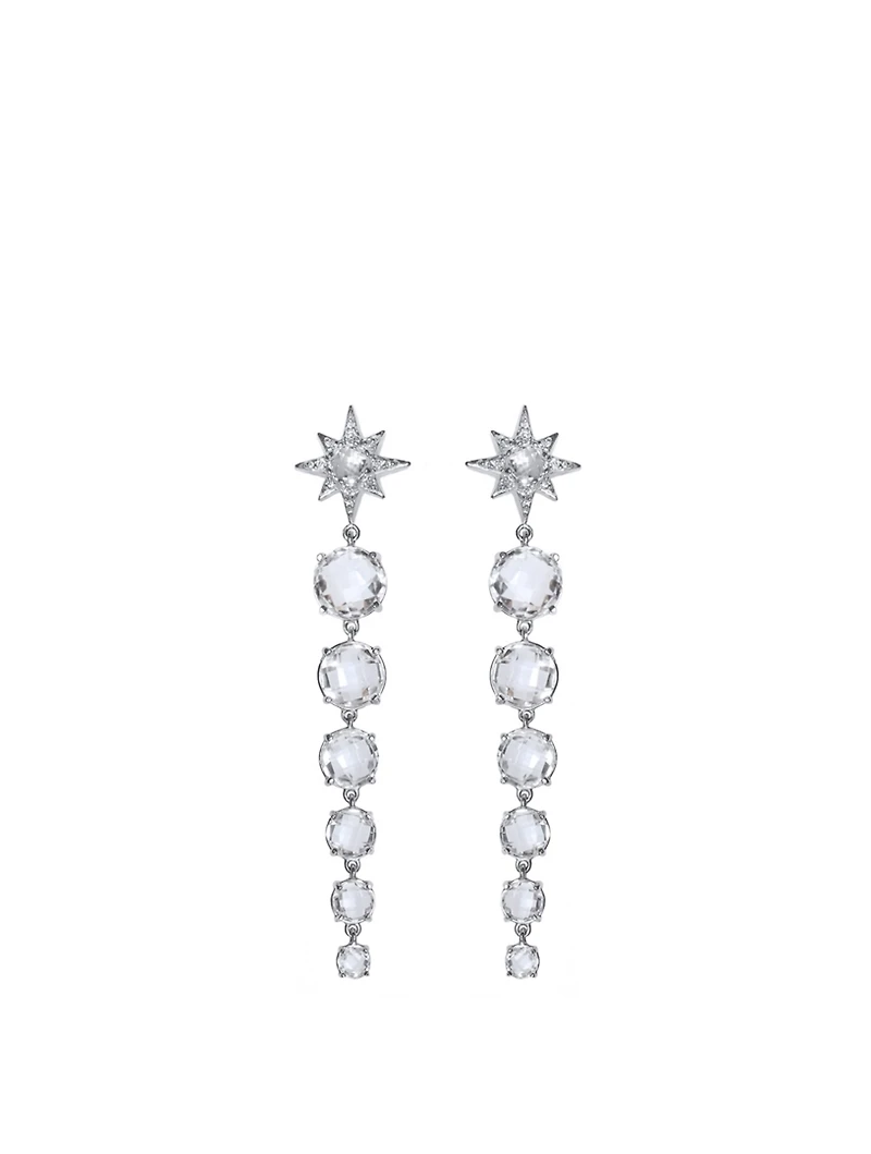 Aztec Sterling Silver Starburst Earrings With Topaz And White Sapphires