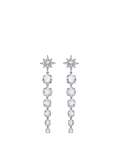Aztec Sterling Silver Starburst Earrings With Topaz And White Sapphires