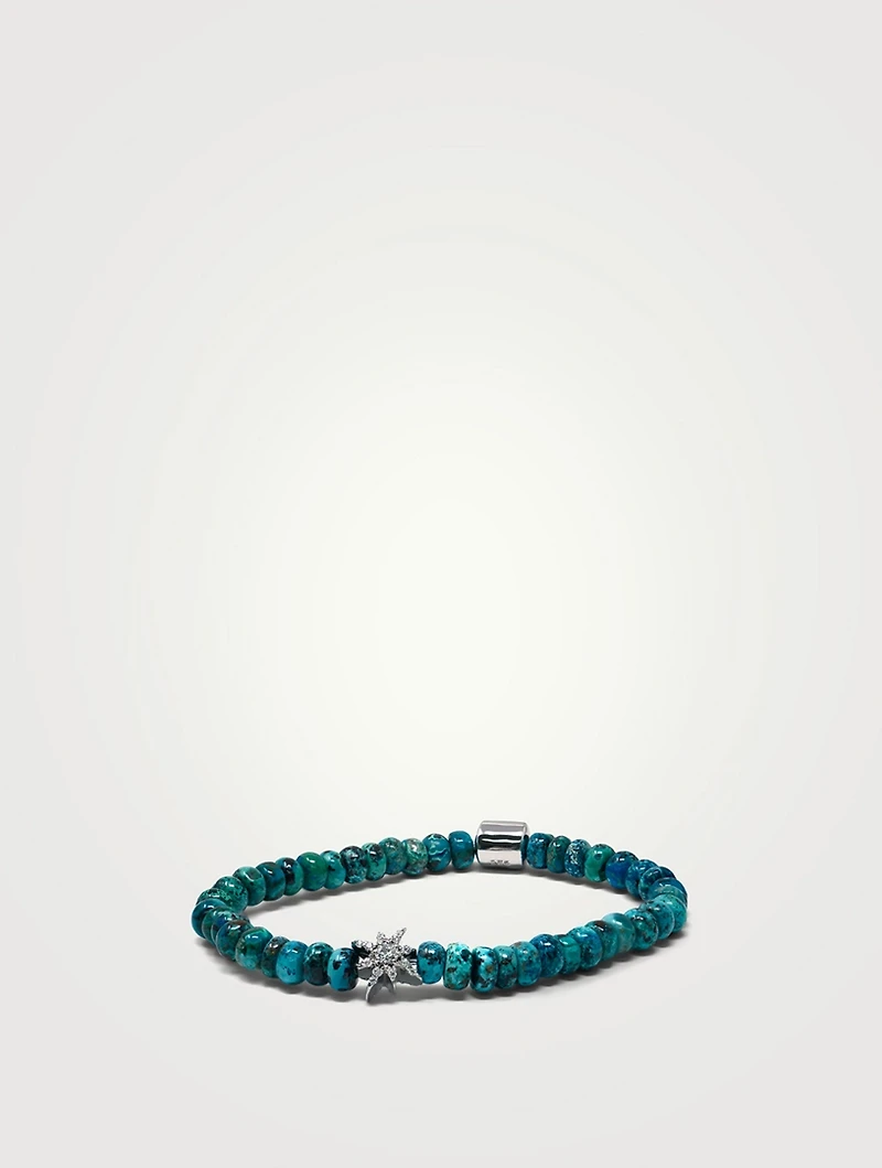 Bohème Sterling Silver Starburst Light Chrysocolla Rondelle Bracelet With Topaz