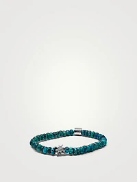 Bohème Sterling Silver Starburst Light Chrysocolla Rondelle Bracelet With Topaz