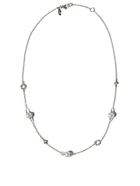 Cléo Sterling Silver Geometric Crew Necklace With Pearls And White Sapphire