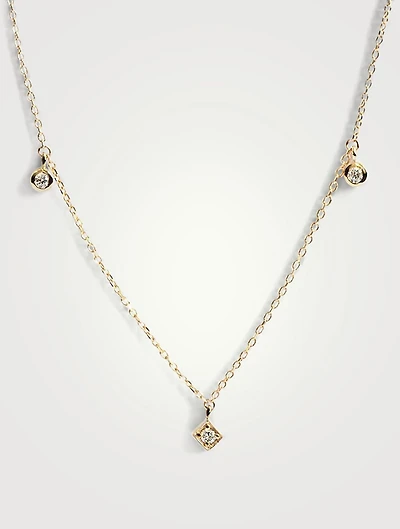 Cléo 14K Gold Floating Geometric Crew Necklace With Diamonds