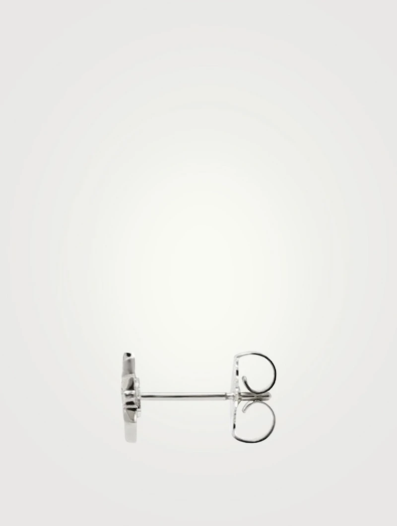 Micro Aztec Silver North Star Stud Earrings With White Sapphire