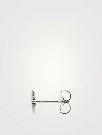 Micro Aztec Silver North Star Stud Earrings With White Sapphire