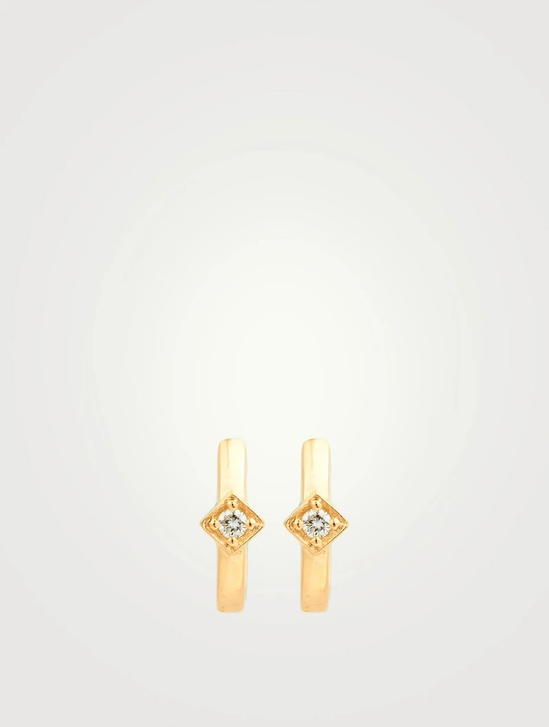 Mini Cléo 14K Gold Huggie Hoop Earrings With Diamonds