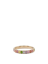 Classique 14K Gold Half Eternity Band With Multicolour Sapphire And Tsavorite