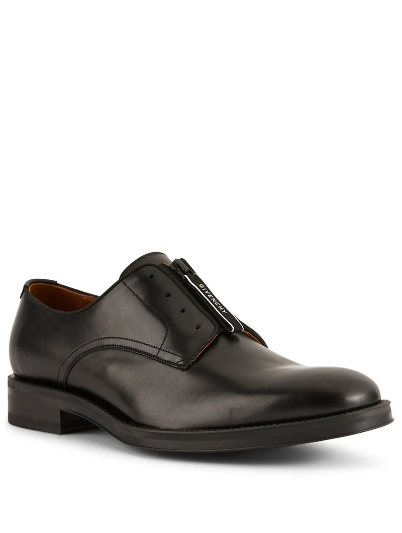 Rider Leather Derby Shoes With Logo Zip