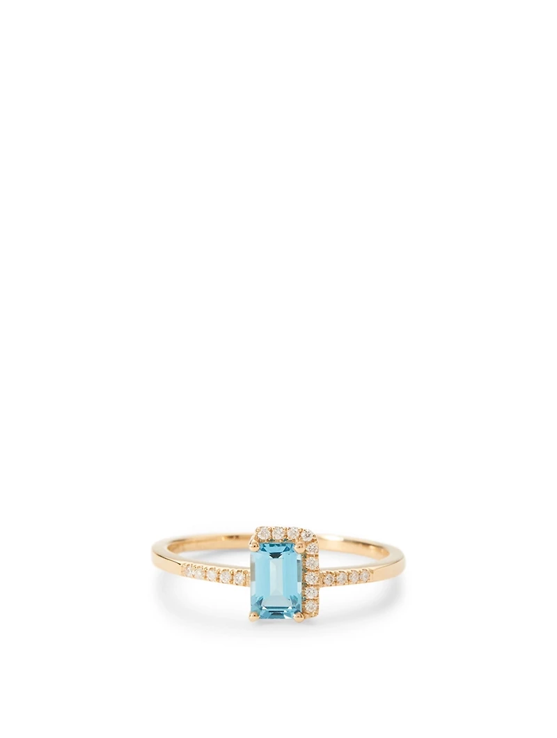 Amalfi 14K Gold Ring With Blue Topaz And Diamonds