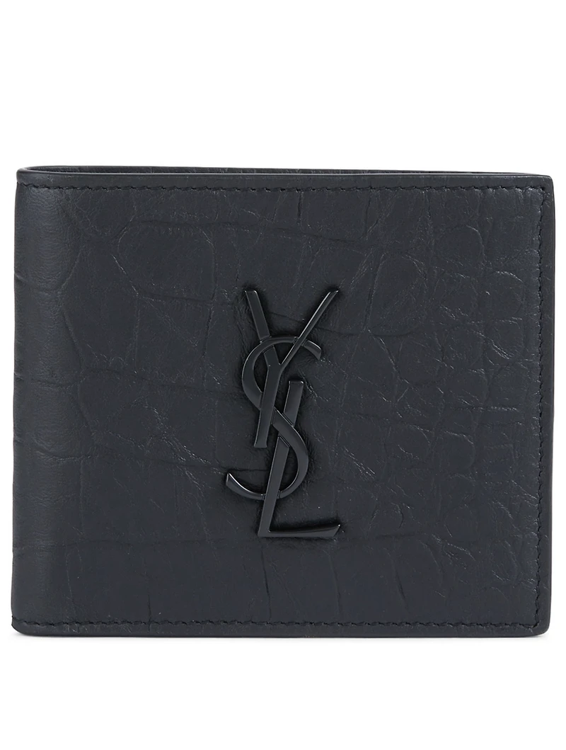 Monogram Croc-Embossed Leather Bifold Wallet