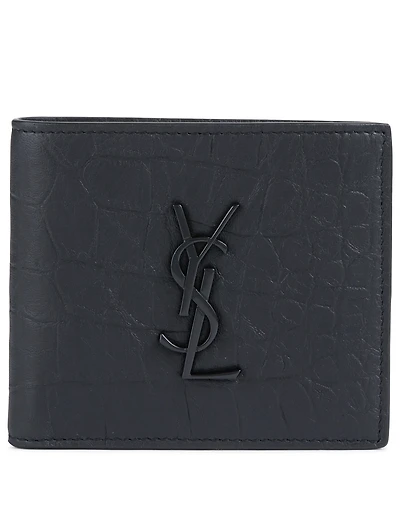 Monogram Croc-Embossed Leather Bifold Wallet