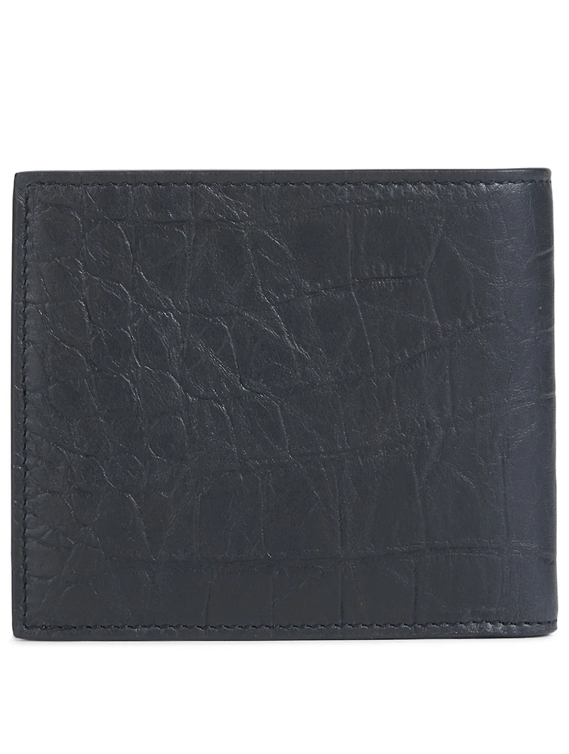 Monogram Croc-Embossed Leather Bifold Wallet