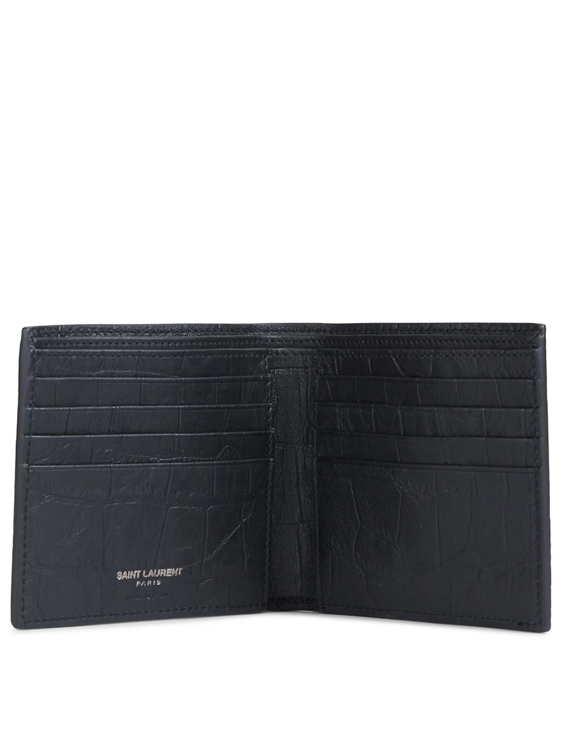 Monogram Croc-Embossed Leather Bifold Wallet