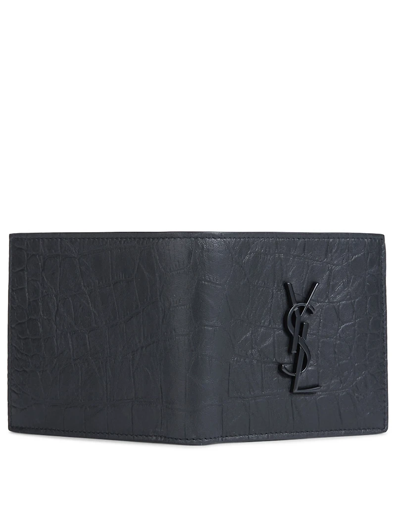 Monogram Croc-Embossed Leather Bifold Wallet