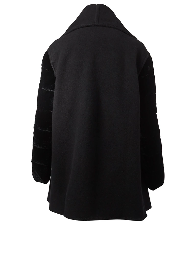 Mantella Wool Cape With Velvet Puffer Sleeves