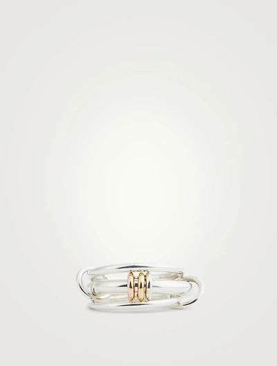 Gemini Sterling Silver Stacked Ring With 18K Rose And Yellow Gold Annulets
