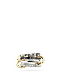 Sagittarius Sterling Silver And 18K Yellow Gold Stacked Ring With Diamonds