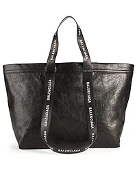 Leather Tote Bag With Logo Straps