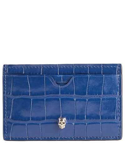 Croc-Embossed Leather Card Holder