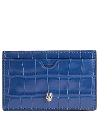 Croc-Embossed Leather Card Holder