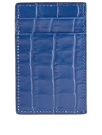 Croc-Embossed Leather Card Holder