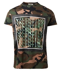 Camo T-Shirt With V Print
