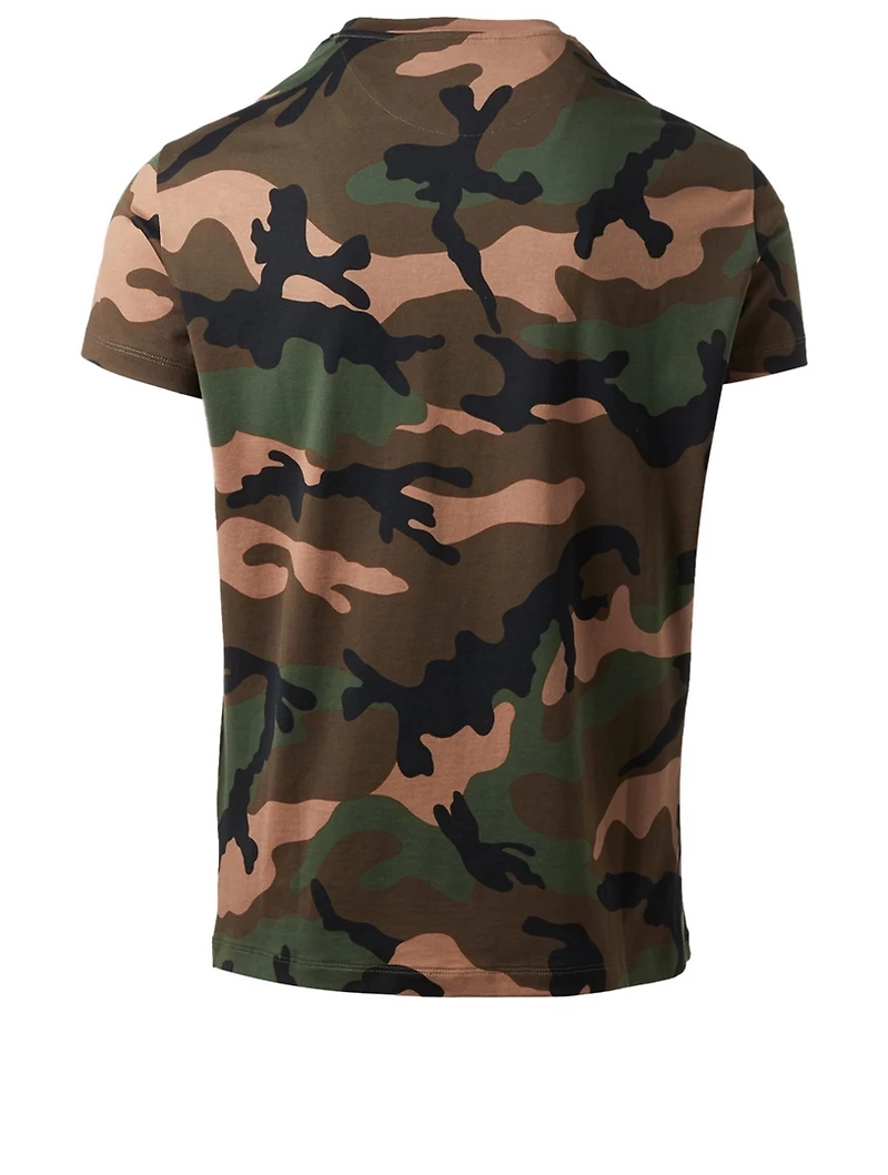 Camo T-Shirt With V Print
