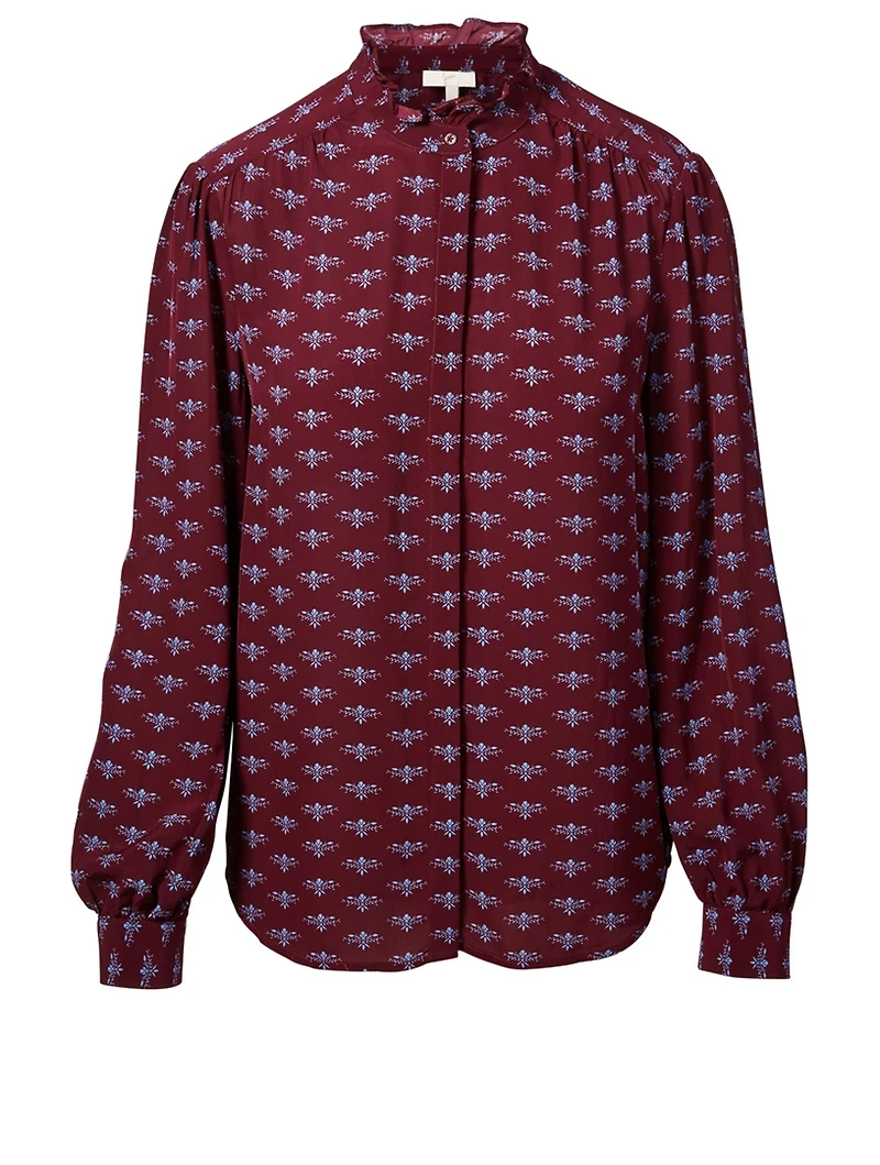 Mintee F Printed Button-Up Blouse