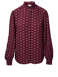 Mintee F Printed Button-Up Blouse