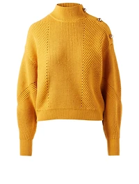 Lusela Mock Neck Sweater With Buttons