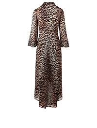 Mullin Georgette Wrap Dress Leopard Print