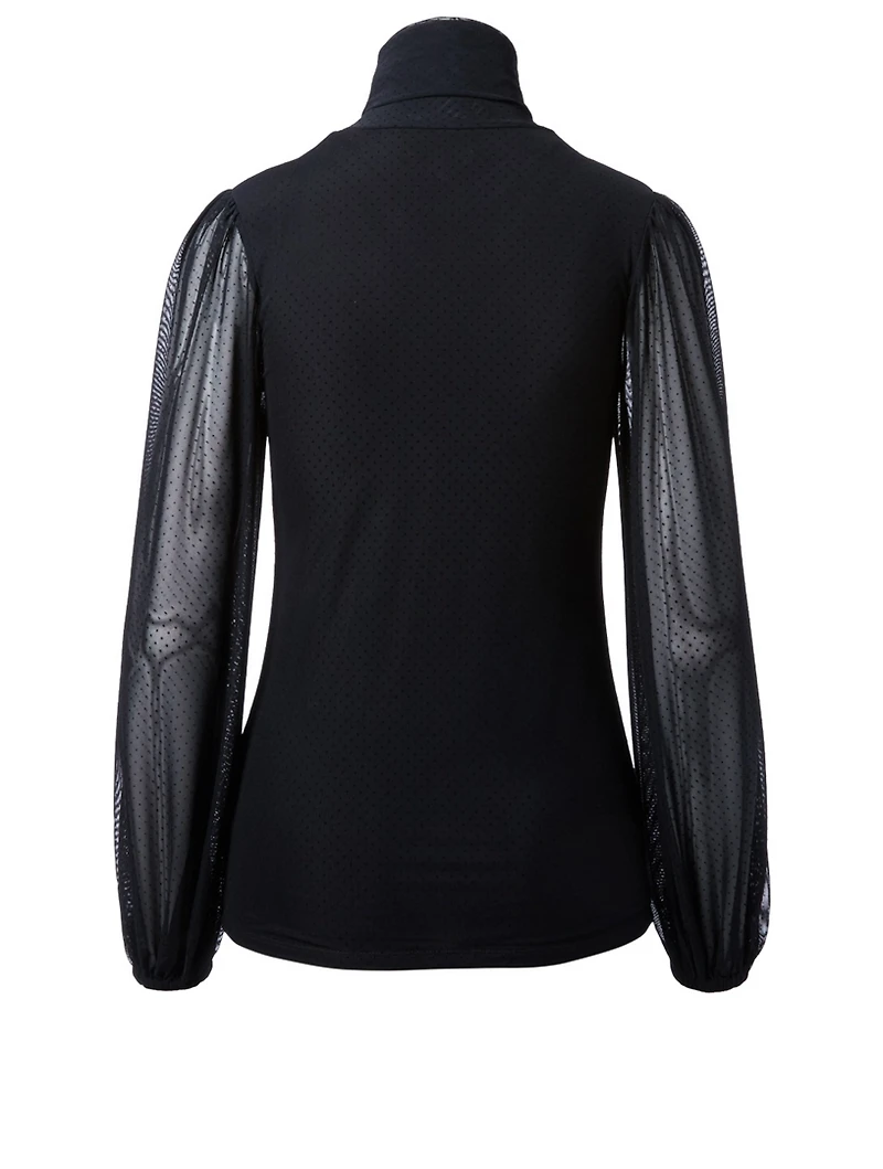 Addison Dot Mesh Turtleneck Top