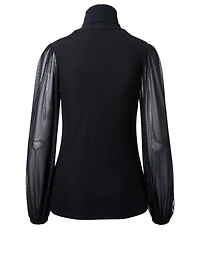 Addison Dot Mesh Turtleneck Top