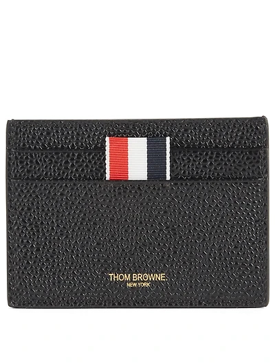 Leather Card Holder In Plaid Print