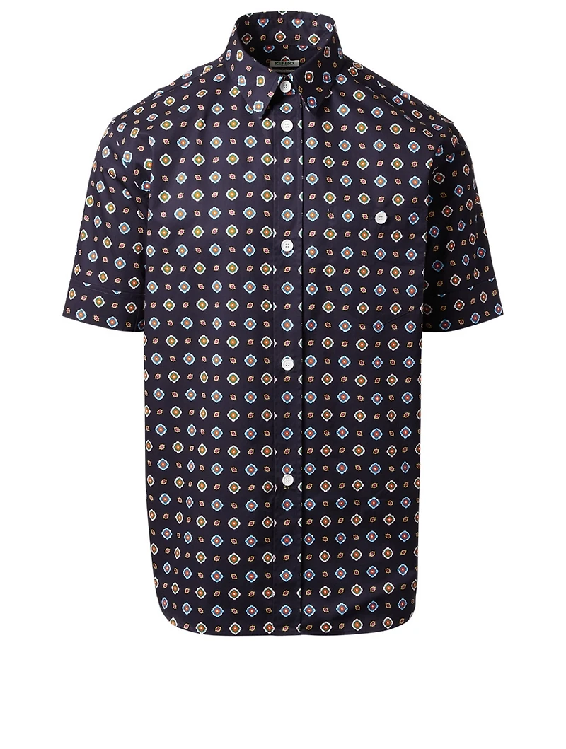 Short Sleeve Shirt Medallion Print