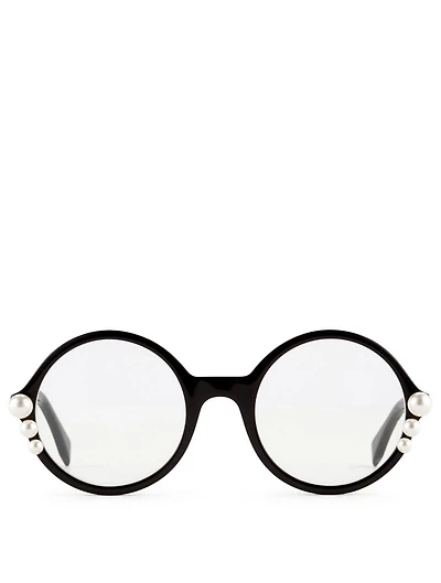 Round Optical Glasses With Faux Pearls
