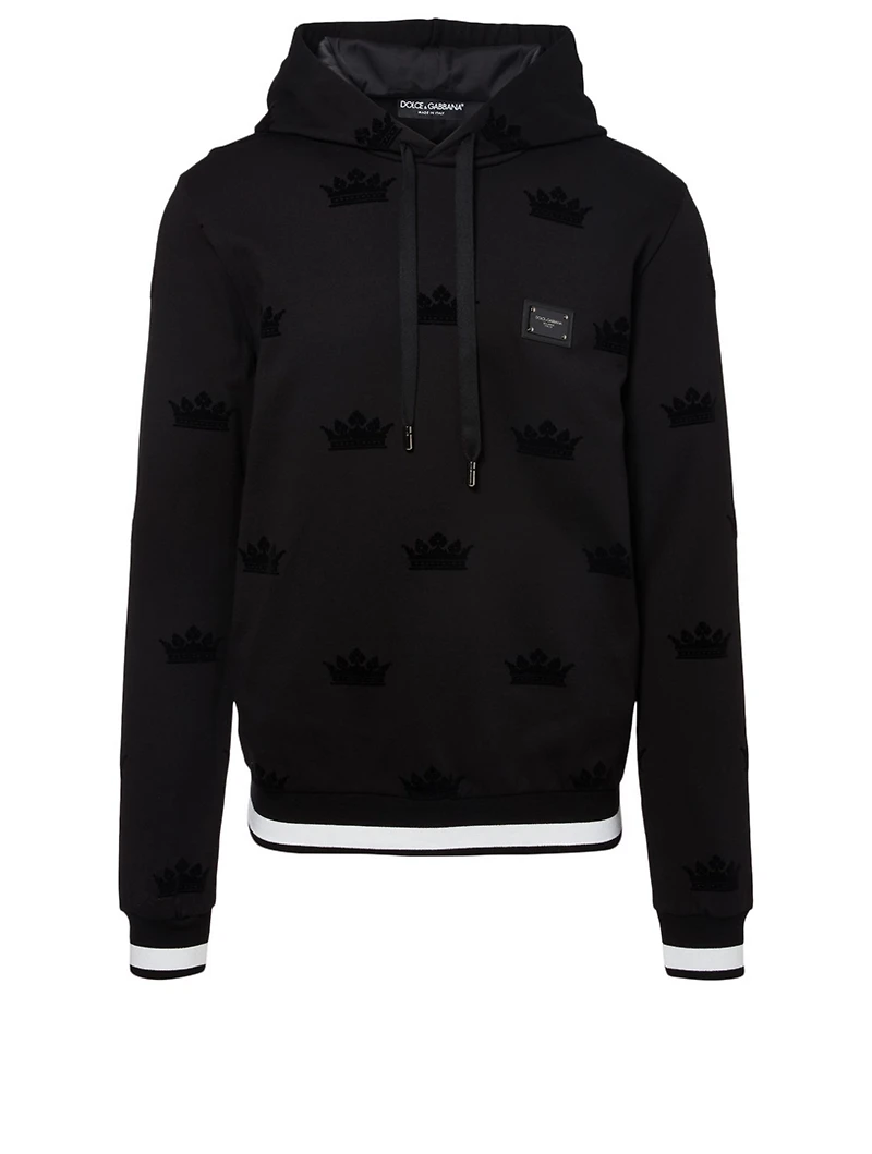 Hoodie Flocked Crown Print
