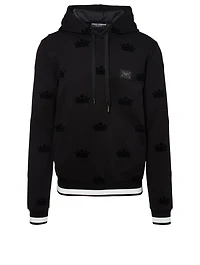 Hoodie Flocked Crown Print