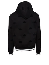 Hoodie Flocked Crown Print