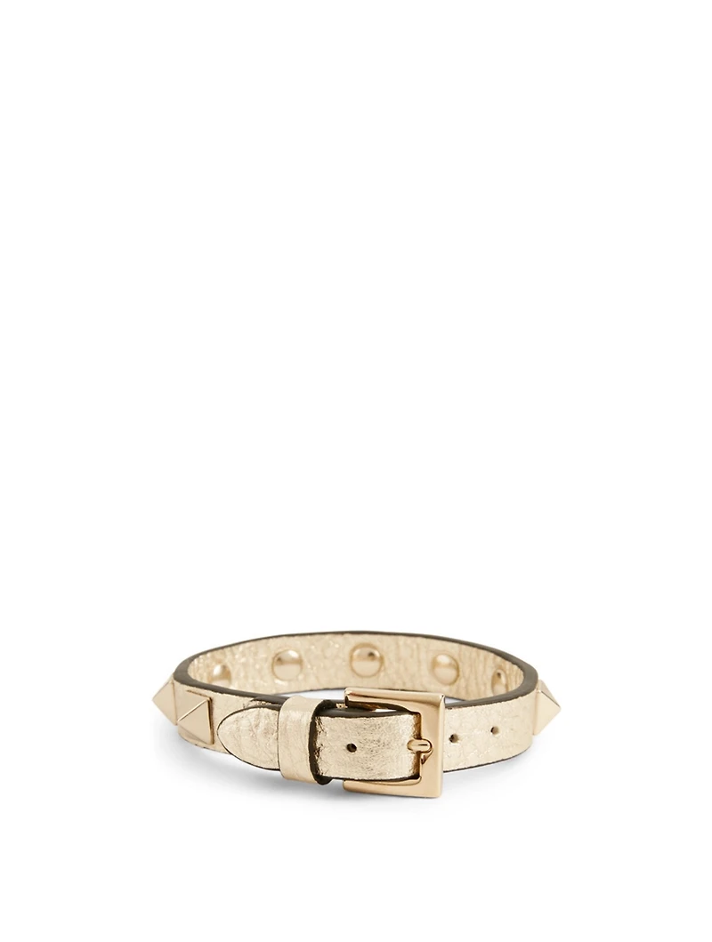 Small Rockstud Metallic Leather Bracelet