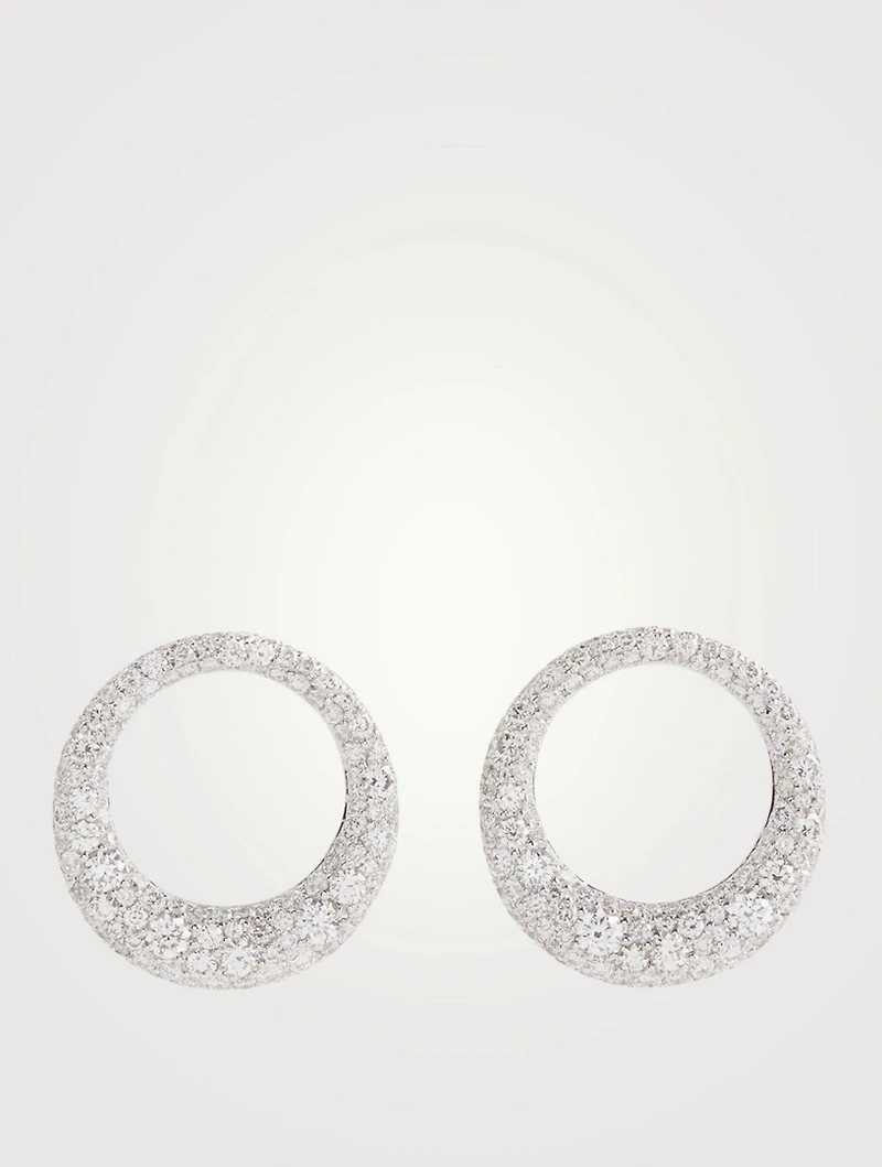 18K White Gold Small Pave Galaxy Earrings With Diamonds