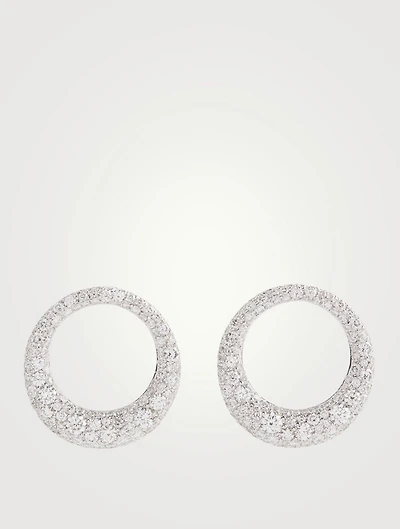 18K White Gold Small Pave Galaxy Earrings With Diamonds