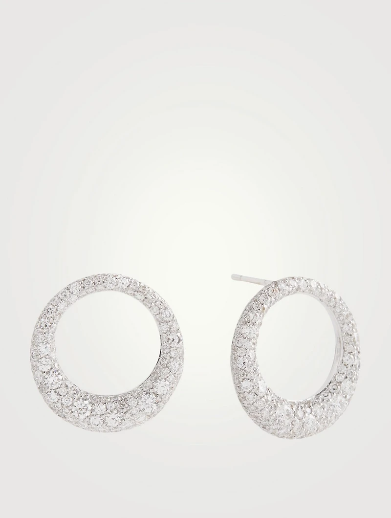 18K White Gold Small Pave Galaxy Earrings With Diamonds