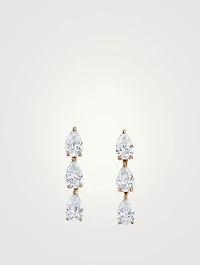 18K Rose Gold Three Pear Earrings With Diamonds