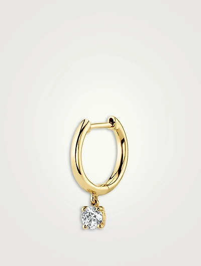 18K Gold Huggie Hoop Earring With Diamond